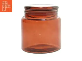 Ravfarvet opbevaringsglas (str. Ø. 10 cm. længde. 13 cm)