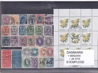 Danmark Samling - 1 Miniark - 28 Stk. Stemplet