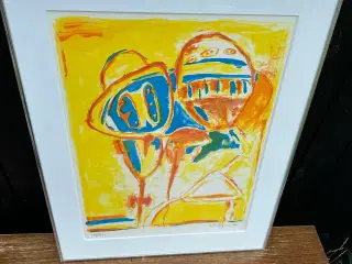 Farvelitografi, signeret (retro)