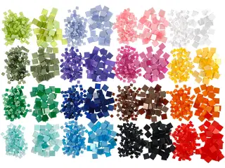 Minimosaik, str. 5x5+10x10 mm, tykkelse 2 mm, 32x25g/ 1 pk.