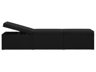 Liggestol med hynde polyrattan sort