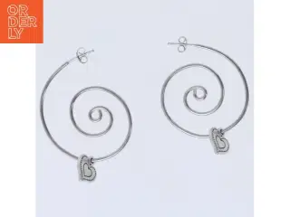Spiralformede øreringe med hjerte (str. 3,5 cm)