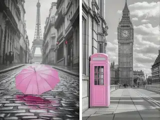 * Lærredsmalerier/tryk; Paris og London - so chic