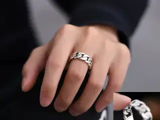 * Sterlingsølv; Rå fingerring - med knob
