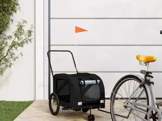 Cykeltrailer til kæledyr oxfordstof og jern sort