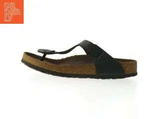 Birkenstock Sort lædersandal med korksål (str. Længde, 28 cm)