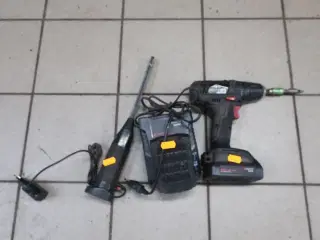 Skruemaskine, lader samt lampe WURTH