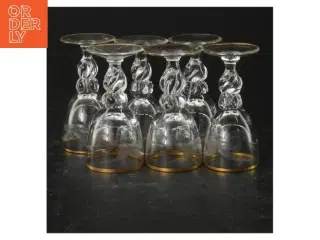 Sæt af seks krystal champagneglas (str. Ø. 5 cm. længde, 9 cm)