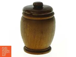 Teak Træ krukke med keramik låg (str. H. 8 cm)