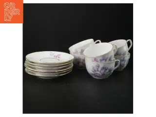 Porcelænskopper og underkop med blomstermotiv (6 stk) fra W.J.S