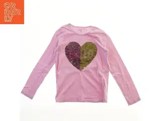 Langærmet bluse med hjerte og palietter fra VRS (str. 140)