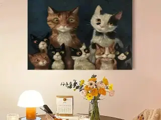 * Lærredsmaleri/tryk; Sjoveste kattefamilie