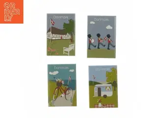 Sæt af 4 Danmark magneter (str. 8x5,5 cm)