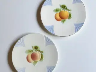 Fajancetallerkner m appelsiner, 2 stk samlet