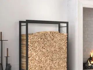Brændestativ 80x28x86 cm stål matsort