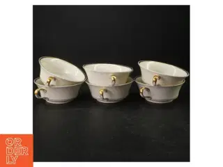 Porcelænssupperkopper med underkopper og guldkant fra KPM (str. Ø. 13 cm)