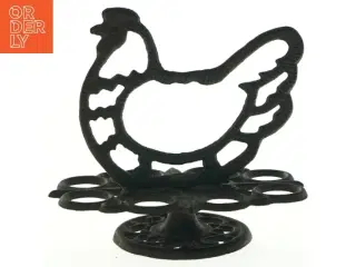 Fransk Vintage Støbejerns Høne æggeholder (str. 19 x 17 cm)
