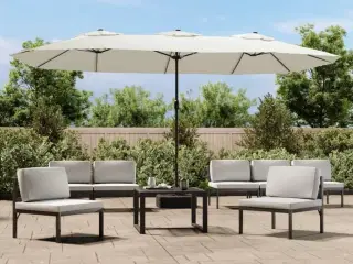 Parasol m. dobbelt parasoldug 449x245 cm sandhvid