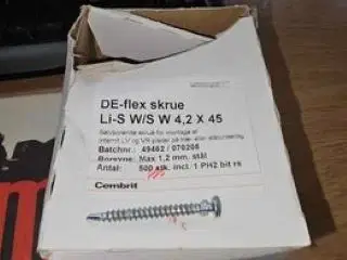 de-flex skrue 4,2 x45 .. 500 stk pr kasse 100 kr 