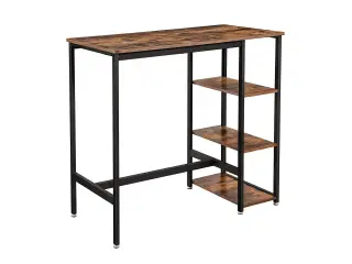 Barbord med hylder industrielt, rustik brun, 109 × 60 × 100 cm