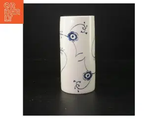 Porcelæns vase med blomstermønster (str. Ø 9 cm længde 19 cm)