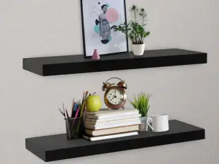 Væghylder 2 stk. 80x20x3,8 cm sort