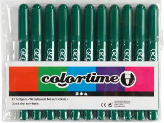 Colortime Tusch, streg 5 mm, mørk grøn, 12stk./ 1 pk.