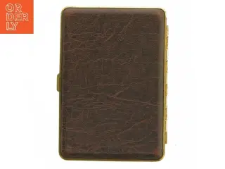 Vintage cigaretetui i brun læder (str. 13x9 cm)