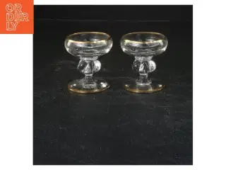 To glaslysestager med guldkant (str. 6,5 x 6 cm)