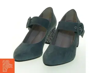 Suede Mary Jane pumps med glimmerhæl fra Roccamore (str. 39 )