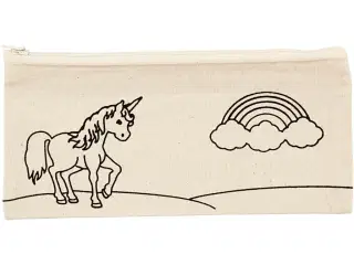 Farverigt Penalhus med Enhjørning - 21x9 cm, 100% bomuld