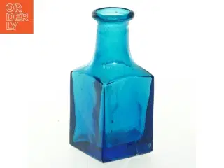 Blå glasflaske (str. 11x4,5 cm)