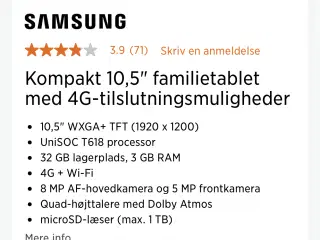 Tablet Samsung helt ny