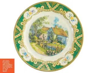 Dekorativ engelsk 1950&#39;er tallerken med landskabsmotiv (str. Ø 25,5 cm)
