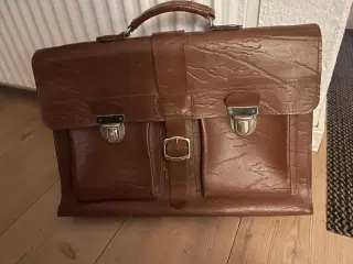 Skoletaske retro læder 