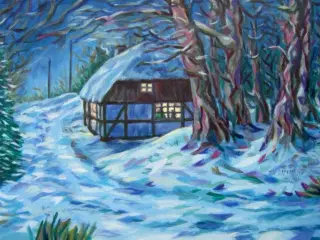 Oliemaleri, m. ramme, "Det er koldt derude"