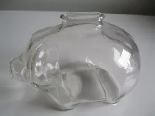 Glasgris sparebøsse presset glas