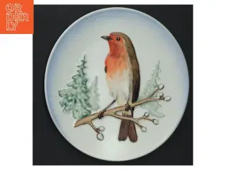 Porcelænsplatte med rødhals fra Goebel (str. Ø 19 cm)