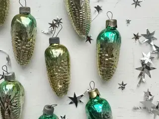 Vintage julekugler, små majskolber, 8 stk samlet