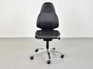 Rh mereo 220 kontorstol med sort læder og blank fod