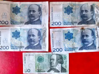 NORGE NORWAY 850.00 NOK 4 x 200 Krone + 50 Krone