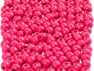 Træperler, diam. 5 mm, hulstr. 1,5 mm, pink, 150 stk., 6g/ 1 pk.