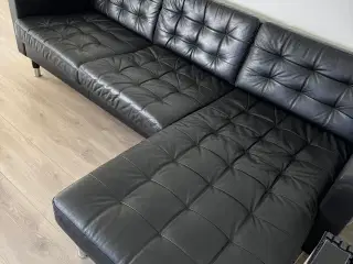 3-pers lædersofa, sort