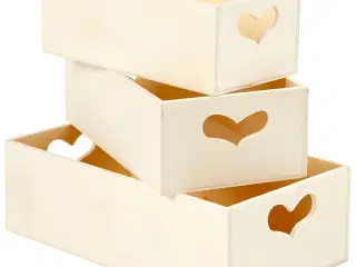 Kasser, H: 6,3+5,8+5,5 cm, L: 20,5+18+15,8 cm, B: 11,5+9,8+7,8 cm, 3stk./ 1 sæt