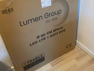 Rundt spejl 80cm m/lys og antidug - Nyt