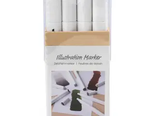 Illustration Marker, streg 1+8 mm, Naturfarver, 12stk./ 1 pk.