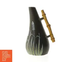 Sort dekorativ vase med bambushåndtag (str. 14 cm)