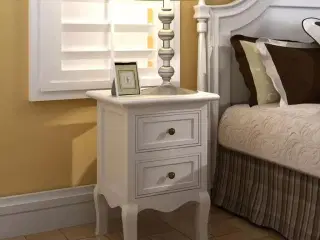 Sengeborde 2 stk. med 2 skuffer MDF hvid