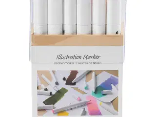 Illustration Marker, streg 1+8 mm, pastelfarver, standardfarver, 24stk./ 1 pk.