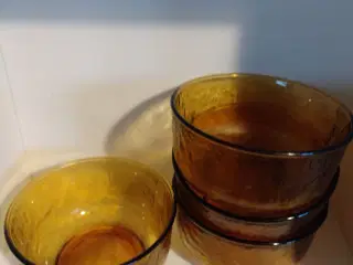 4 Retro glas skål i gul.
